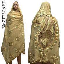 African women scarfs muslim embroidered big scarf nice design on the back soft cotton scarf  with BEADS  for shawls BM650 2024 - buy cheap