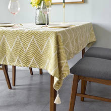 Toalha de mesa retangular com borlas, de tecido jacquard, capa de mesa grossa para decoração de casa, sala de jantar, cozinha 2024 - compre barato