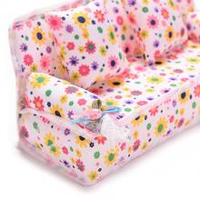 Mini Sofa Toy Flower Print Baby Toy Plushed Stuffed Toys Furniture Sofa + 2 Cushions for Doll House Accessories Doll Couch 2024 - buy cheap
