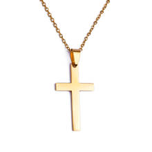 Colares em aço inoxidável com cruz para mulheres, pingente cristão de jesus, corrente de elo, colar religioso, deus de titânio, presente de joia 2024 - compre barato