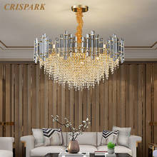 Candelabro de cristal transparente posmoderno LED E14, lámpara colgante de mesa de comedor de oro contemporáneo, Art Deco, sala de estar, dormitorio y Villa 2024 - compra barato