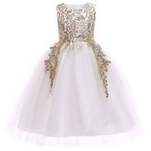 Golden Thread Embroidery Baby Kids Dresses for Girls Princess Gown Elegant Party for Girl Wedding Dress Christmas 2024 - buy cheap