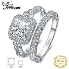 Aliança de casamento de joalheiro rypalace, conjunto de anéis de prata, zircônia cúbica, diamante sumulado, princesa 925 2024 - compre barato