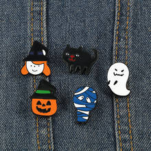 Cartoon Cute Halloween Brooches Jack-o'-lantern Witch Ghost Mummy Cat Pumpkin Enamel Pin Custom Alloy Lapel Jewelry for Festival 2024 - buy cheap