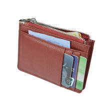 Large Capacity Wide Genuine Leather ID Card Holder Fashion Candy Color Thick Zipper Card Wallet Business Bank Credit Card bag 2024 - buy cheap