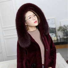 Abrigo de piel sintética para Mujer, Chaqueta de lana con Cuello de piel de zorro, talla grande, KJ520 2024 - compra barato