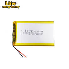 Bateria de polímero de lítio li-po, tamanho 1 peça, 406090 3.7v, 3500mah, com placa de proteção para tablet v3000hd mp4 gps 2024 - compre barato
