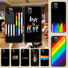 Funda de teléfono con bandera de arcoíris LGBT, carcasa para iphone 5, 5s, se 2, 6, 6s, 7, 8, 12, mini plus, X, XS, XR, 11 PRO MAX, de lujo, color negro 2024 - compra barato