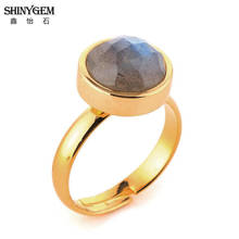ShinyGem Elegance10mm Faceted Sparkling Labradorite Rings Gold Plating Adjustable Charm Natural Grey Gem Rings For Women Gift 2024 - buy cheap