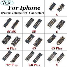 YuXi Volume / Power On Off FPC Plug Connector Replacement for iPhone 5 5C 5S SE 6 6s 7 8 Plus X On Motherboard 2024 - compre barato