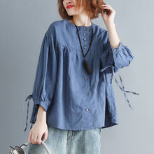 Cotton And Linen Women Blouse 2020 Summer New Loose O-Neck Elegant All Match Lady Shirts Outwear Coat Tops 2024 - buy cheap