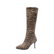 Big Size9 10  11-17 boots women woman winter boots women women shoes botas Leopard print side zipper 2024 - buy cheap