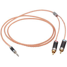 HiFi Audio 3.5mm To 2 RCA Cable Single Crystal Copper Silver Plated Amplifier Mobile Phone Cable 2024 - buy cheap