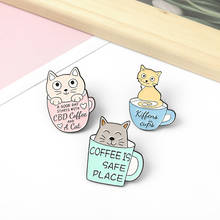 3 Cute kittens hiding in the cup Creative Enamel Brooch Fashion animal cat fun Lapel Pin Backpack clothes badge Gifts for friend 2024 - buy cheap