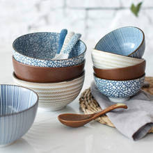Japanese Style Classical Ceramic Blue And White Kitchen Rice Bowl Big Ramen Soup Bowl Spoon Small Tea Tableware Eco-Friendly 2024 - buy cheap