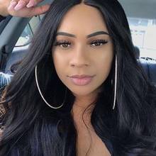 Middle Part Body Wave Lace Front Wigs for Women Black Color Synthetic Hair Glueless Lace Front Wigs with Natural Hairline 2024 - buy cheap