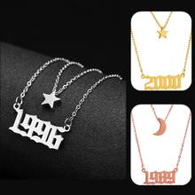 Custom Name Necklace Gold Color Stainless Steel Year Number Star moon Sun Pendant Layered Necklace 1980-2019 Birthday Year Gift 2024 - buy cheap