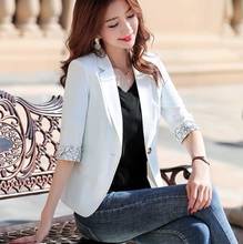 New Spring Korean Women Blazer Jacket Slim Fashion Patchwork Single Button Office Lady Three Quarter Ladies Office 2024 - buy cheap