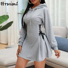 Camisa de manga comprida feminina vestidos bandagem cintura fina mini vestido fashion cordão sólido conjunto roupas de outono para mulheres 2024 - compre barato