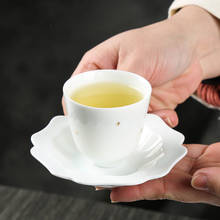 Conjunto de chá kung fu kung fu branco e dourado, copo de cerâmica personalizado, escritório de luxo chinês 2024 - compre barato