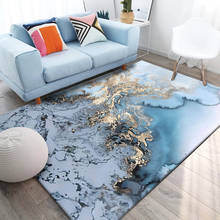 Alfombra de arte abstracto moderno, tapete de 200x300cm con tinta de agua de mar, azul cielo, dorado, para puerta de dormitorio, sala de estar, cocina, personalización 2024 - compra barato