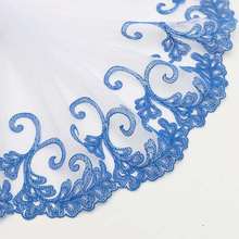 3Yards 20cm Blue and white porcelain Mesh Fabric Venise Sapphire Lace Trim Embroidery Embellishment Sewing Crafts Doll Material 2024 - buy cheap