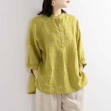 100% Cotton Oversized Shirt Women Summer Casual Tops New 2020 Vintage Style Solid Color Woman Blouses Shirts Plus Size P1227 2024 - buy cheap