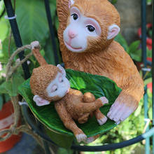 Escultura de animal de simulação pastoral, ornamentos de resina de macaco para decoração de quintal, jardim, artesanato de decoração, área externa, casa de campo, estatueta 2024 - compre barato