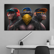 Funny Animals Wearing Masks And Sunglasses Picture Poster Modern Home Living Room Art Wall Mural Decoration Canvas Painting 2024 - buy cheap