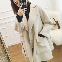 2020 Women Winter Short Wool Coat Jacket with Waistbelt Turn-down Collar Woolen Overcoat Outwear Cardigan Cloak 2024 - buy cheap