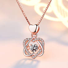 Fashion Romantic Double Heart Flower Pendant Necklace with Zircon Rose Gold/Silver Color Necklace For Women Jewelry Wedding Gift 2024 - buy cheap