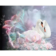 Pintura de diamantes 5D DIY Swan, bordado redondo completo, imagen de animales, mosaico de diamantes de imitación, decoración del hogar 2024 - compra barato