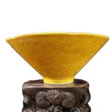 Colección temprana de esmalte amarillo, patrón de grulla tallado, sombrero de encaje, Bol 2024 - compra barato
