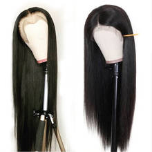 Oxeely-peluca sintética con malla frontal para mujer, pelo largo y liso, sin pegamento, resistente al calor, color rubio 2024 - compra barato