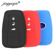 jingyuqin Skin Silicone Key fob Case for Toyota Camry 2017 2018 CHR Prius Corolla RAV4 Remote 3 Button Keyless Cover Protect 2024 - buy cheap