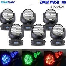 No Tax 6x Led Zoom Moving Head Wash light 108x3W RGBW Stage dj Wash Equipment bar party ktv disco Lyre Wash Zoom 108pcs 3w RGB 2024 - buy cheap