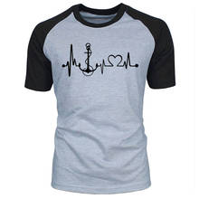 Camiseta masculina com estampa de coração barco, camiseta de algodão para homens com manga curta, gola redonda, moda de verão 2024 - compre barato
