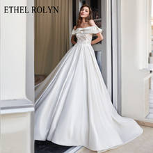 Etheel ROLYN-vestido de novia de satén, prenda elegante con hombros descubiertos y cuentas de encaje, corte en A, Vintage, 2021 2024 - compra barato