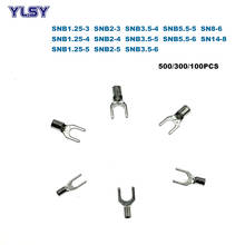 Spade Bare Crimp Terminals Electrical Cord End Wire Connector SNB1.25~SNB14 Cable Ferrules 22-6AWG 0.5-16mm2 500/300/100Pcs 2024 - buy cheap