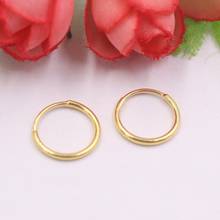 Nuevos pendientes de aro de oro amarillo de 18K puro 13x1,3mm anillo liso 0,78g 2024 - compra barato