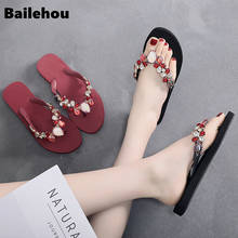 Bailehou Women Fashion Bling Crystal Flip Flops Sandals Summer Outdoor Beach Slipper Women Flat Casual Slides Slipper Shoes 2024 - buy cheap