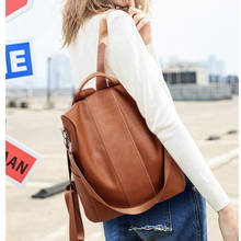 Качественный кожаный женский рюкзак с защитой от воровства, большая вместительность, школьный рюкзак для девочек-подростков, мужские дорожные сумки 2024 - купить недорого
