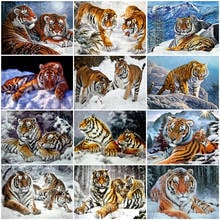 HUACAN Tiger Diamond Painting Animal Cross Stitch Home Art Diamond Embroidery Winter Mosaic Handmade Gift 2024 - buy cheap