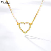V Attract Fashion new crystal pendant necklace women Rose gold Color love heart necklaces Romantic  Love Gift Jewelry 2024 - buy cheap