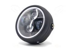 7'' Black LED Round Modified Headlight with Chrome Ring Cover Lamp For Honda GN125 CG125 CB400 CB500 Cafe Racer Custom 2024 - buy cheap