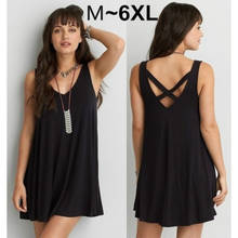 Vestido de algodón sin mangas para mujer, ropa informal holgada con tirantes para playa, color negro, para verano 2024 - compra barato