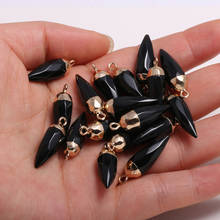 Colgantes de piedra Natural de ágata negra facetada, charms de 13x26mm para la fabricación de joyas, accesorios de bricolaje, pulsera, pendiente de encaje 2024 - compra barato