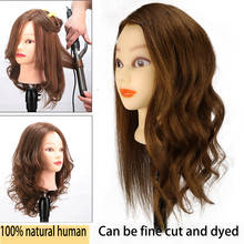 Maniquí de pelo Natural de 100%, 20 pulgadas, para peluquería, productos para el cabello, cabeza de entrenamiento 2024 - compra barato