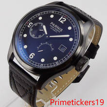 PARNIS 46mm black dial automatic men wristwatch ST2530 movement power reserve date indicator luminous hands 2024 - buy cheap