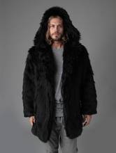 Abrigo con capucha de piel sintética para hombre, chaqueta gruesa y cálida de imitación de halcón, otoño e invierno, novedad de 2019 2024 - compra barato